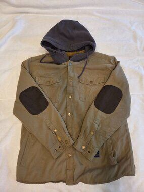 Troll Co Men's XL Olive Hooded Sherpa Lined Flannel Workwear Jacket